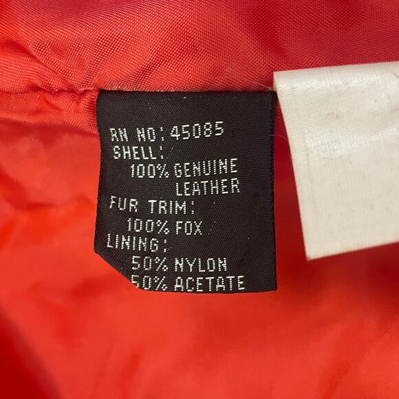 1970s Red Leather Maxi Coat w/ Real Black Fox Fur | Greg Bell, XL, Rare Vintage - Picture 8 of 14